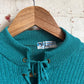 1970s Turquoise Lace Tie Long Sleeve Top