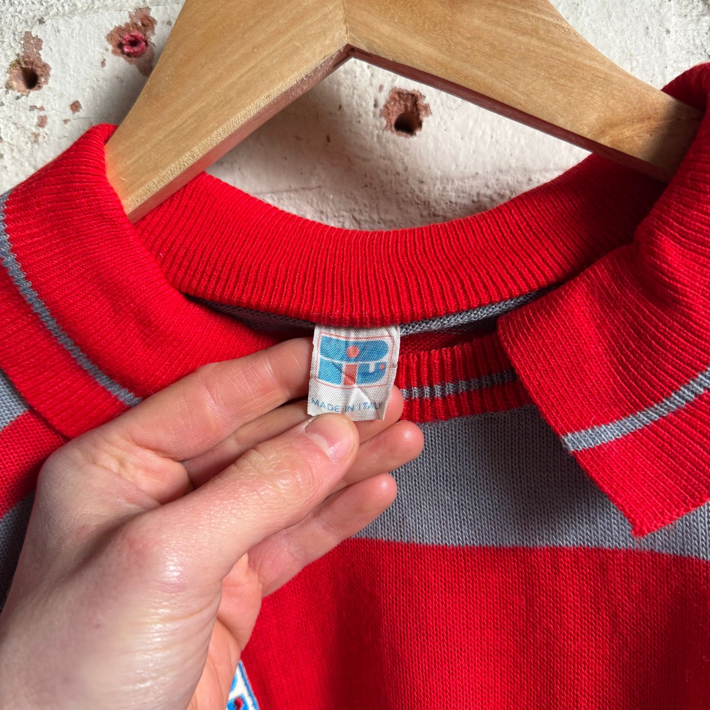 1970s Red and Grey Milan Club Football Template Long Sleeve Shirt
