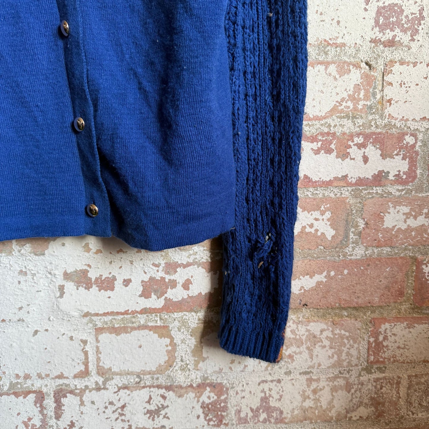 1960s Blue Button Knitted Cardigan Jumper