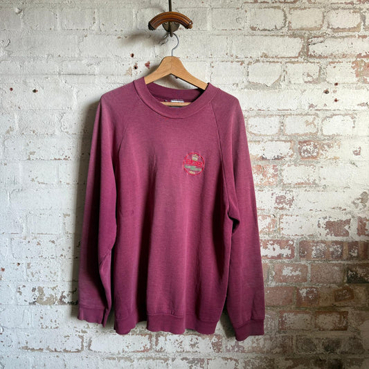 1990s Burgundy Faded Distressed Sweatshirt