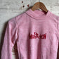 1970s Pink Graphic Flock Print Sweatshirt