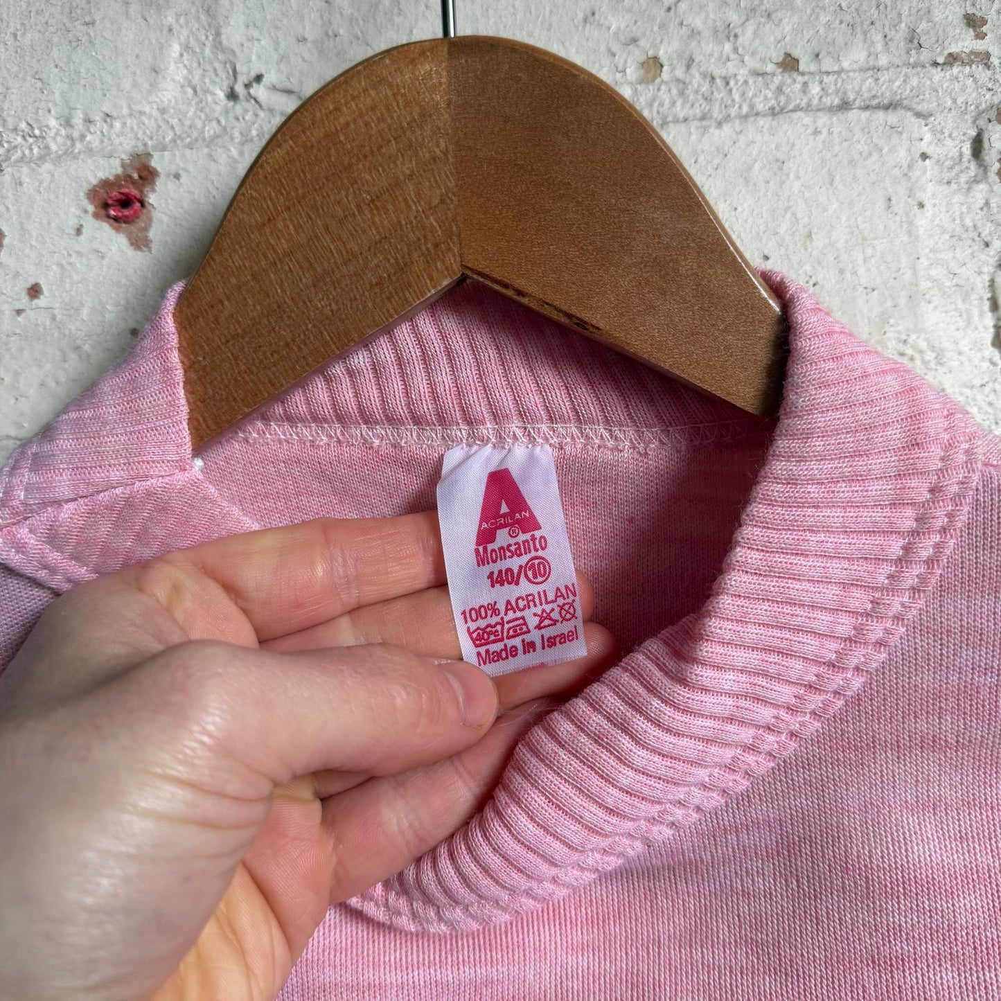 1970s Pink Graphic Flock Print Sweatshirt