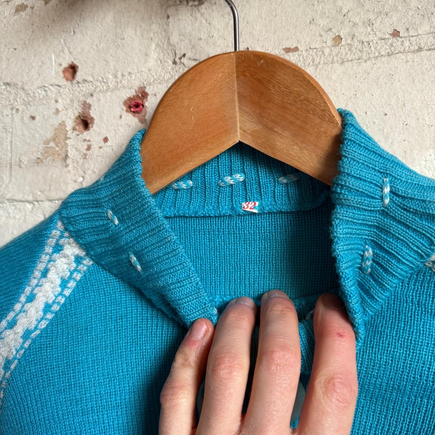 1950s Blue British Wool Knitted Jumper
