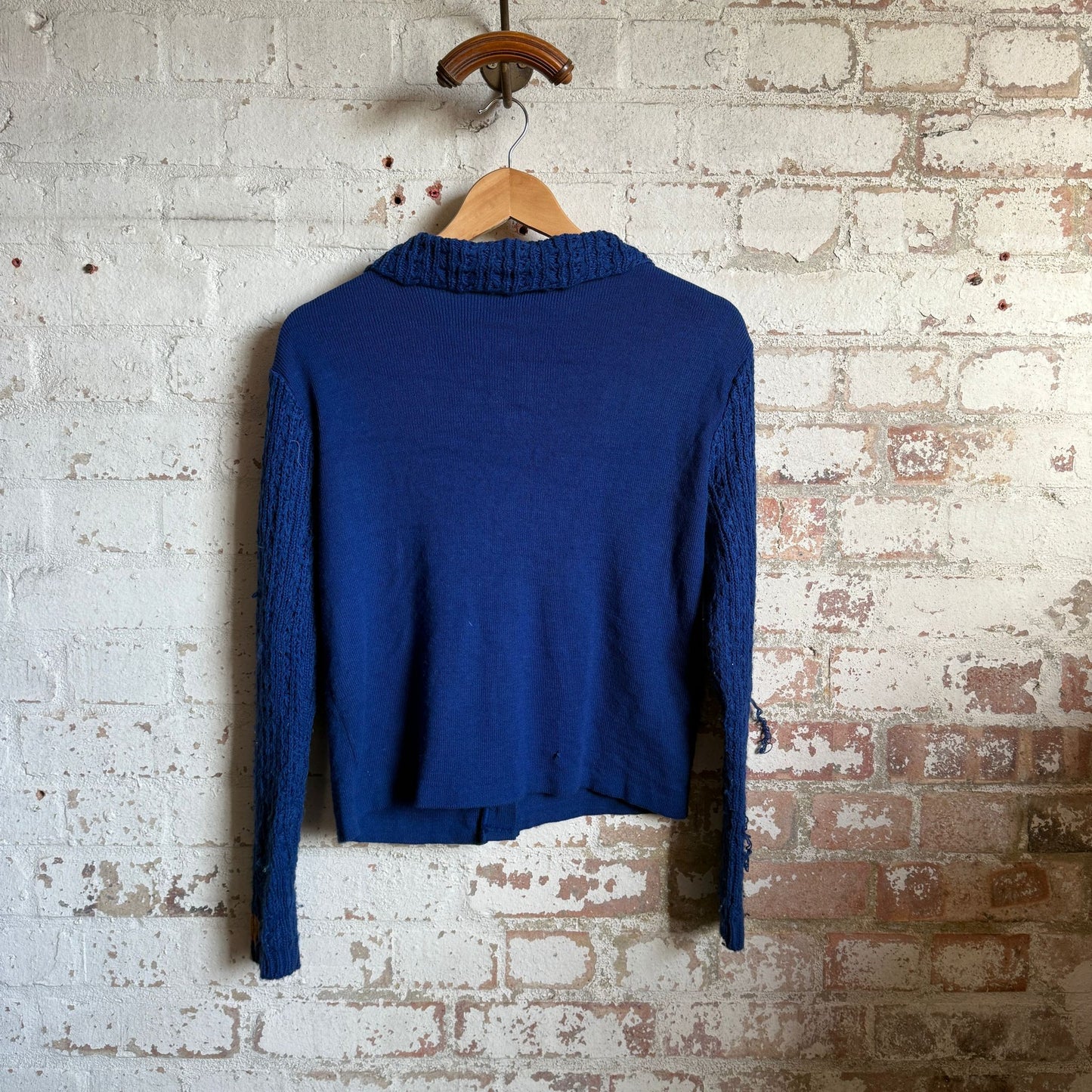 1960s Blue Button Knitted Cardigan Jumper