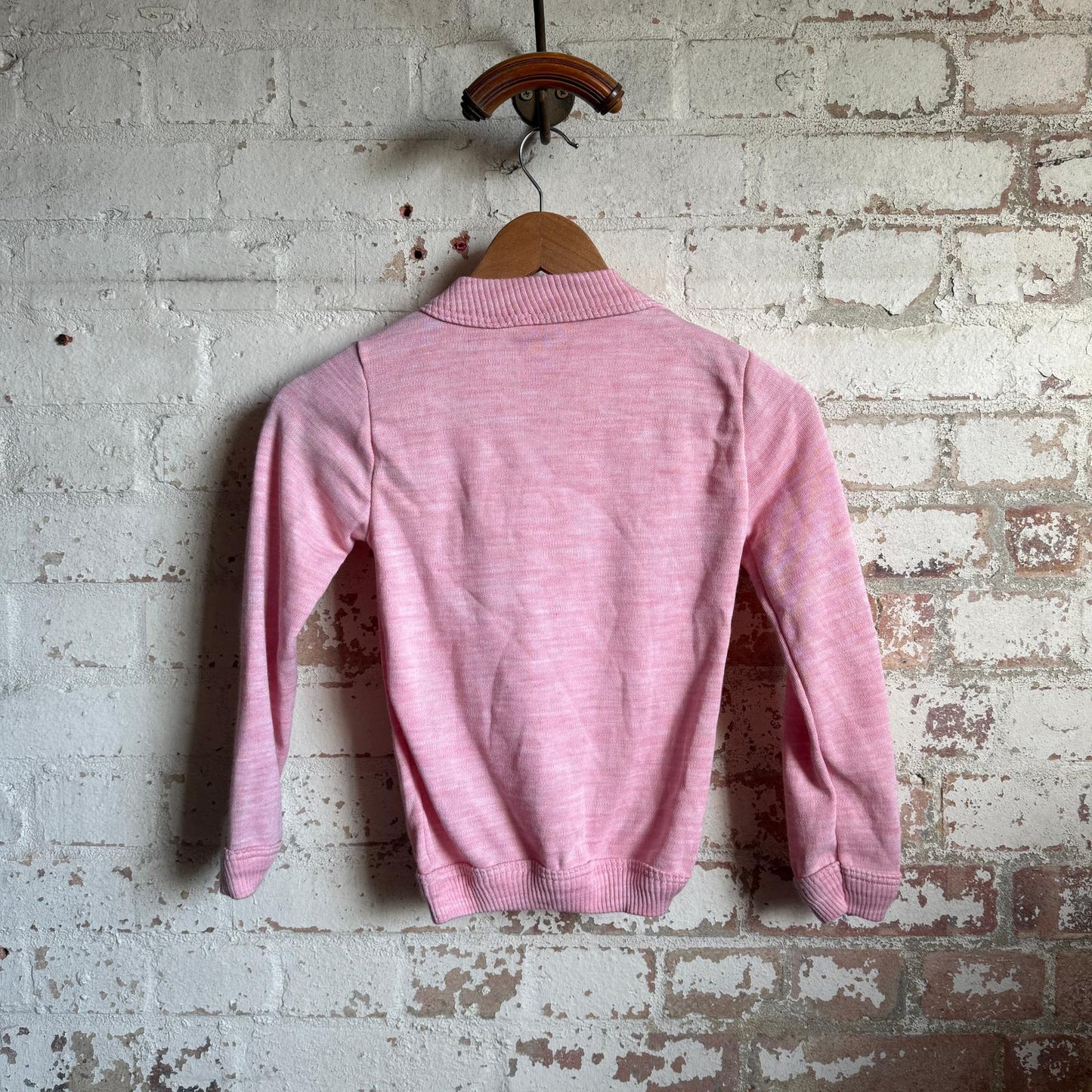 1970s Pink Graphic Flock Print Sweatshirt
