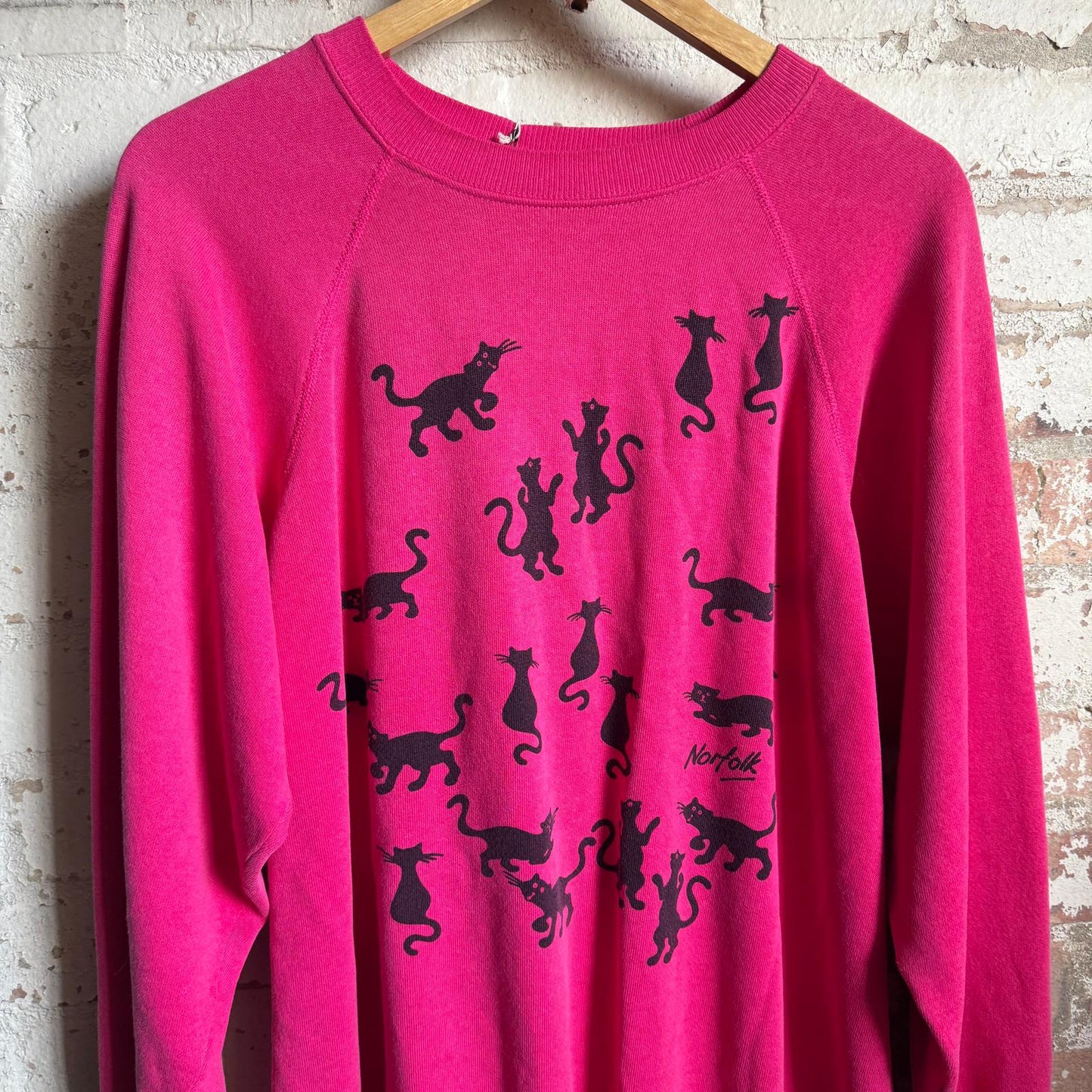 1980s Pink Graphic Cat Sweatshirt