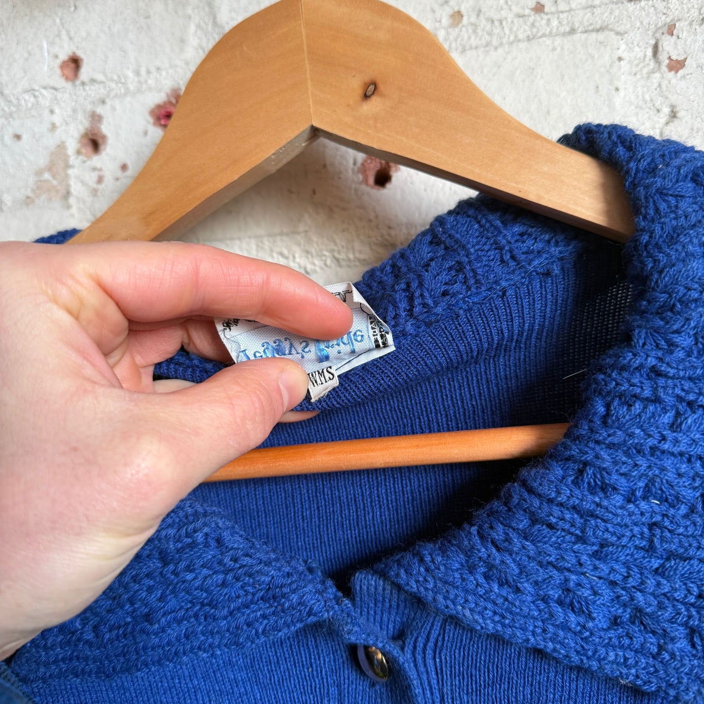 1960s Blue Button Knitted Cardigan Jumper
