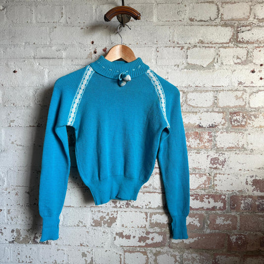 1950s Blue British Wool Knitted Jumper