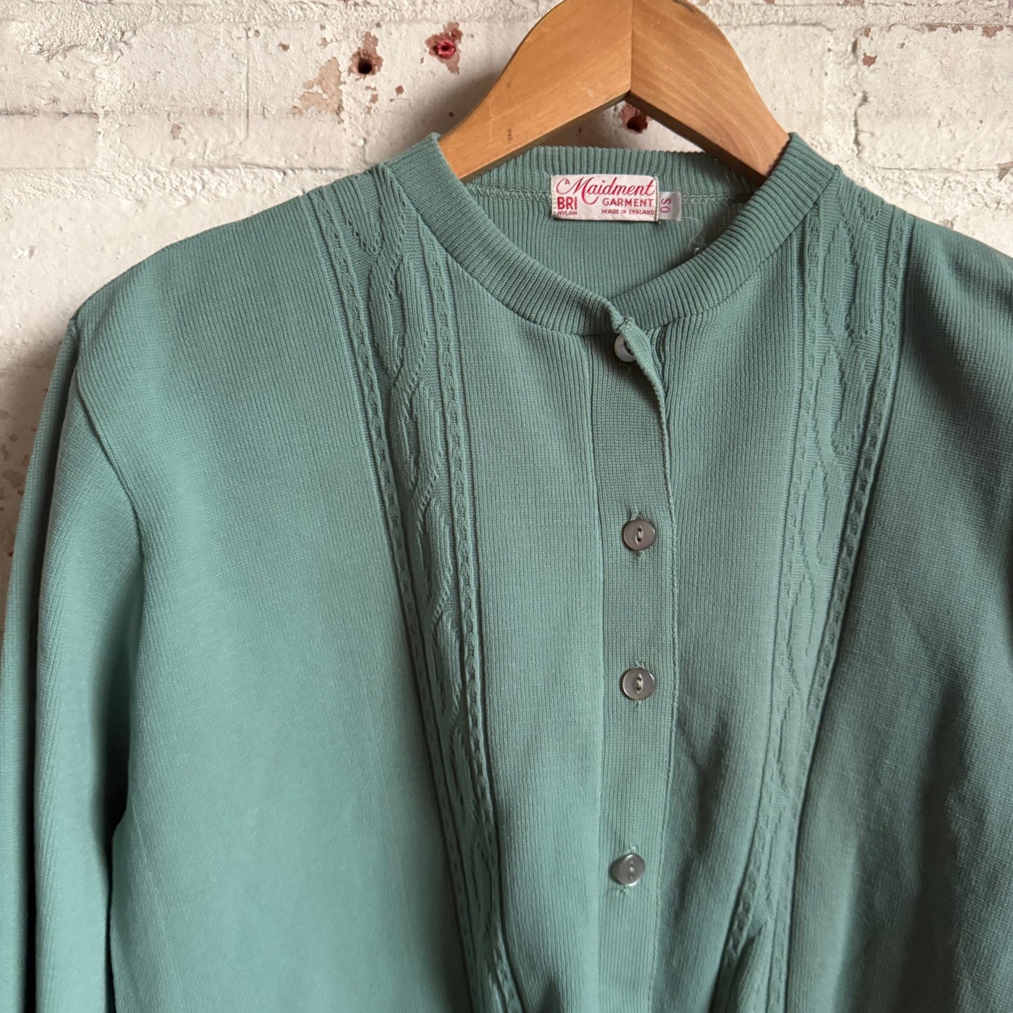 1960s Green Knitted Cardigan Jumper