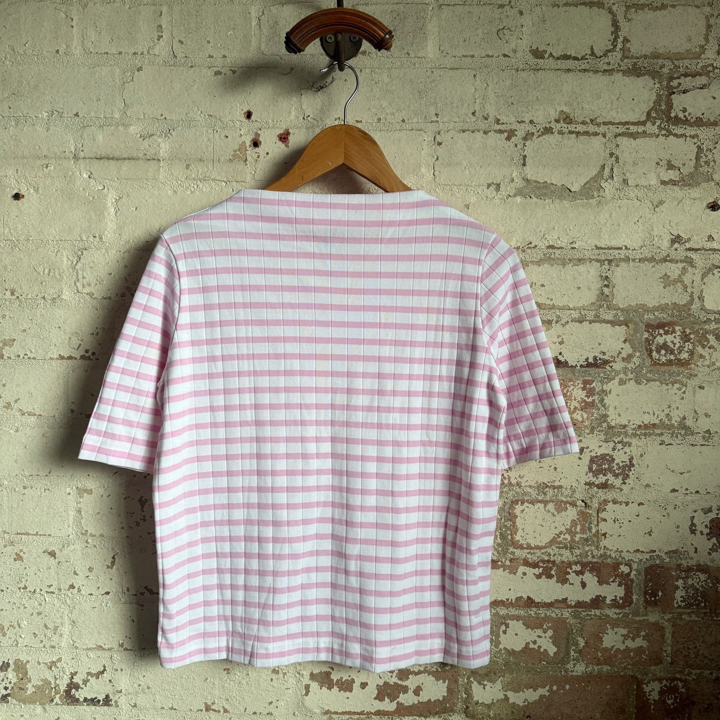 1970s Pink Stripe Blouse Top T-Shirt