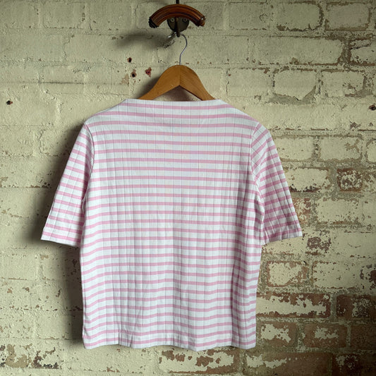 1970s Pink Stripe Blouse Top T-Shirt