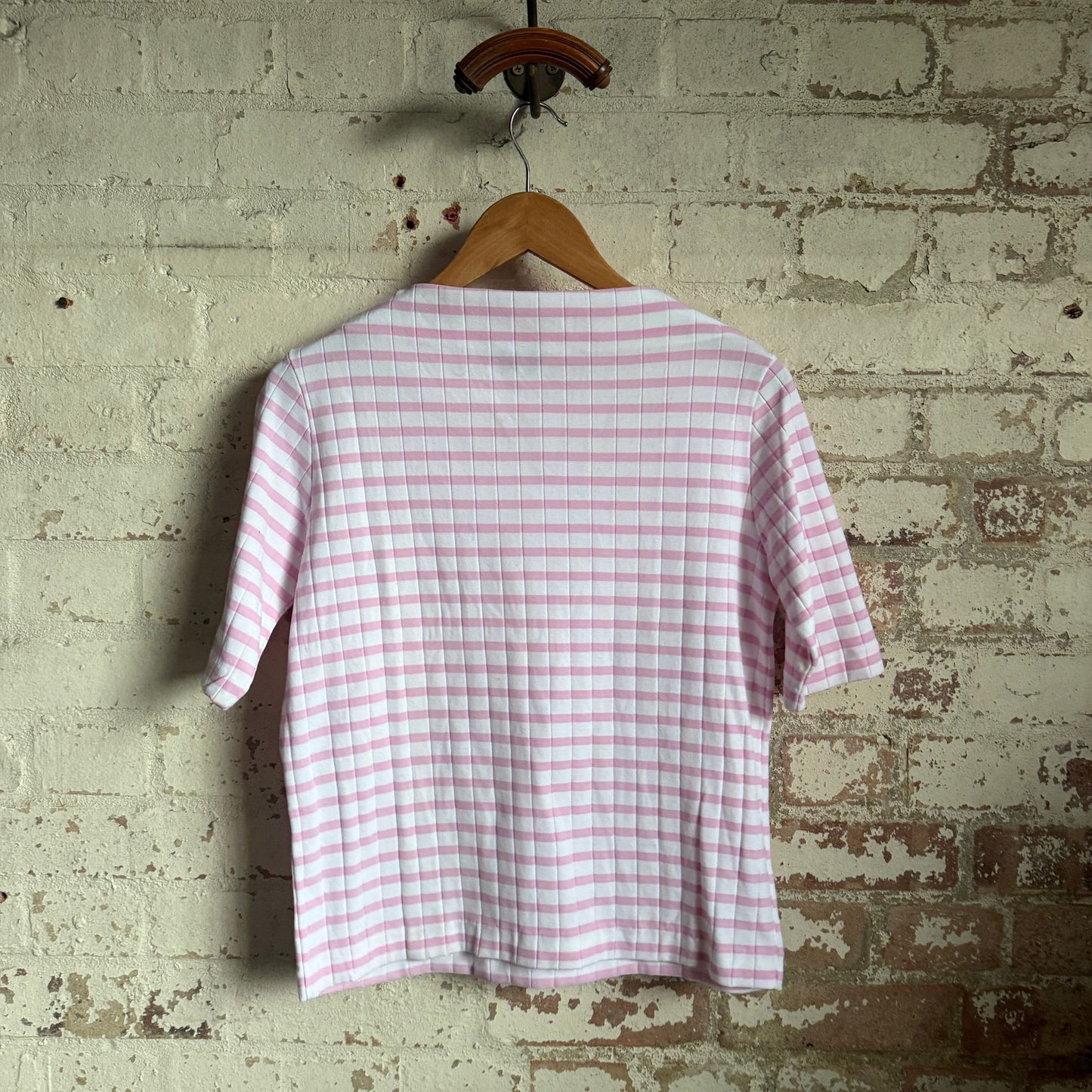 1970s Pink Stripe Blouse Top T-Shirt