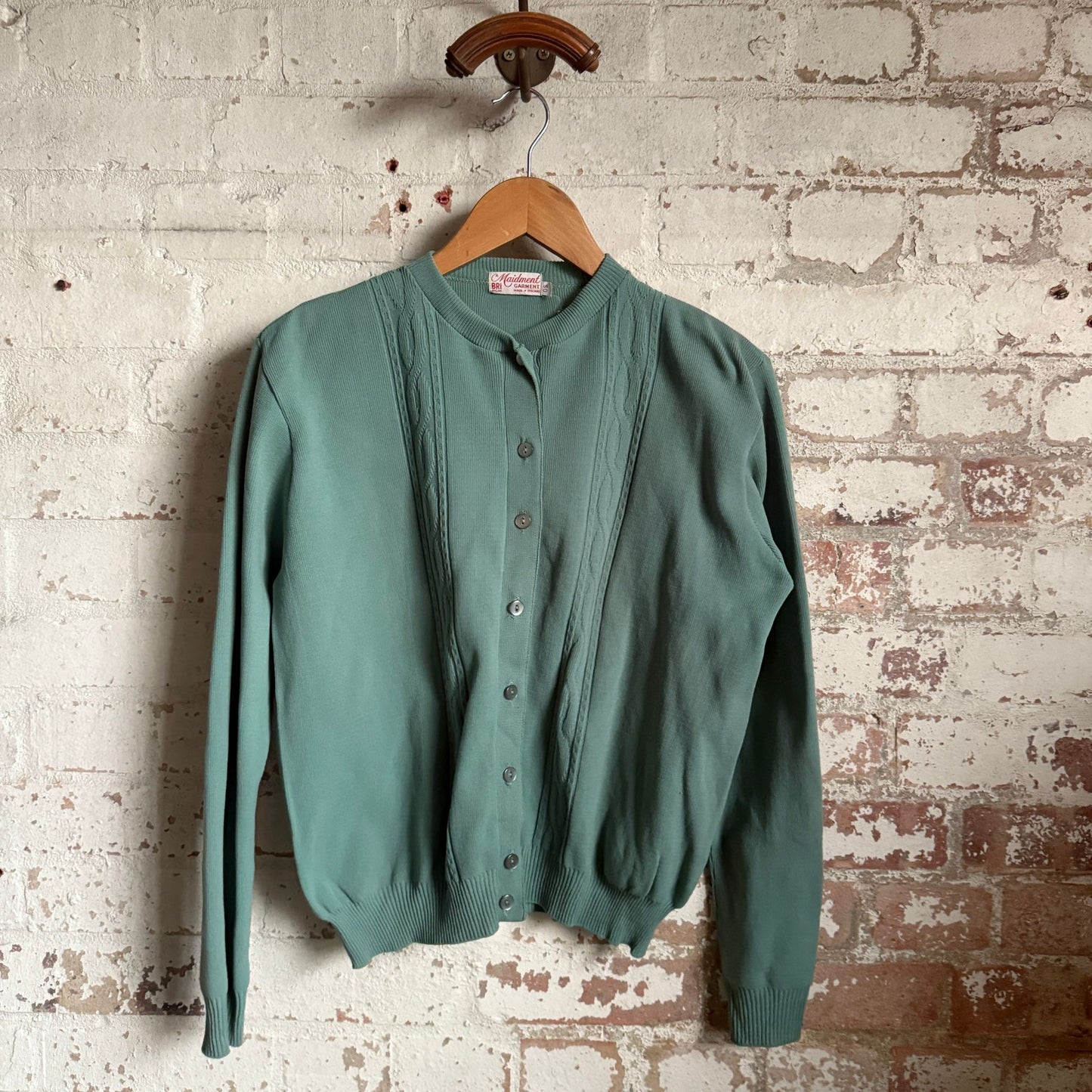 1960s Green Knitted Cardigan Jumper