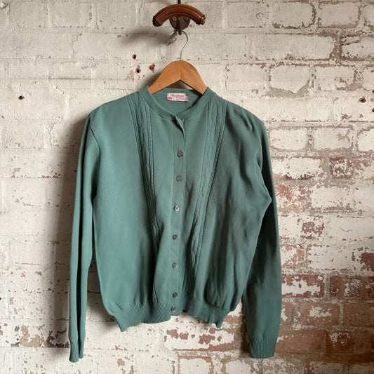 1960s Green Knitted Cardigan Jumper