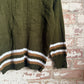 1960s Green Stripe Turtle Neck Knitted Jumper