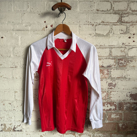 1980s White and Red Puma Football Shirt