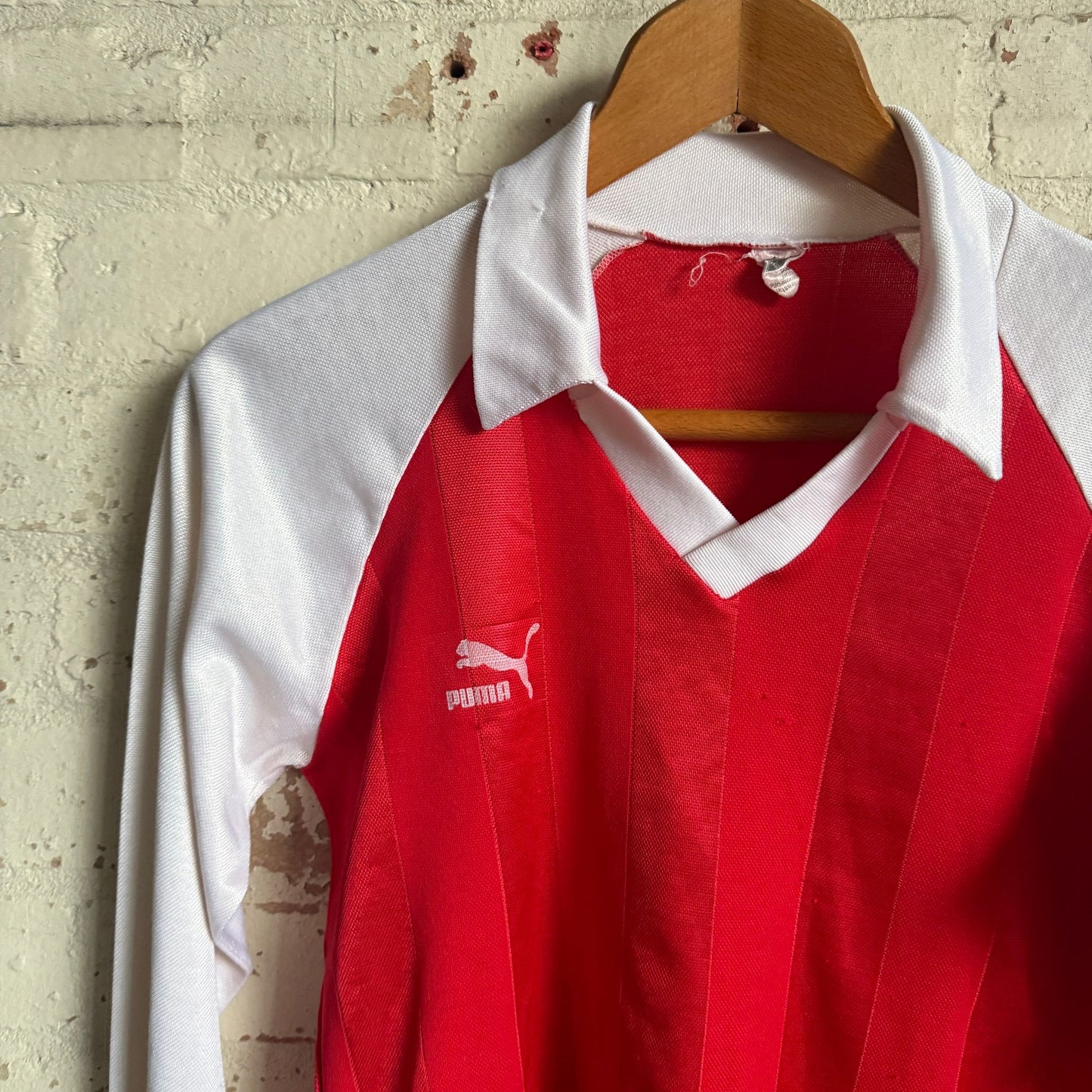 1980s White and Red Puma Football Shirt
