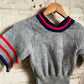 1970s Grey Unusual Stripe Knitted Top Blouse