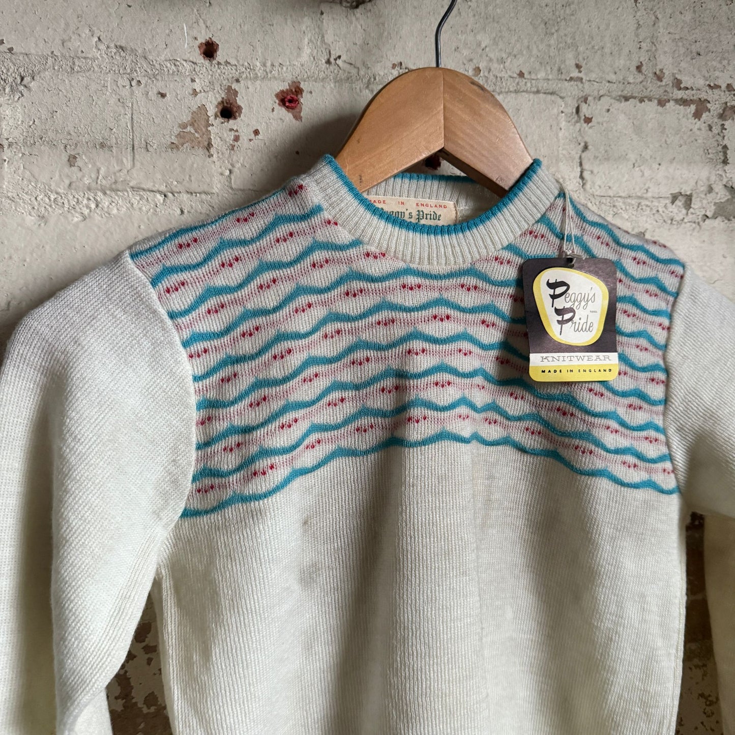 1940s Dead Stock Knitted British Patterned Jumper