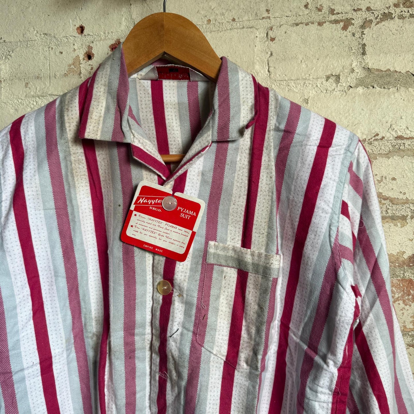 1950s Pink Striped Deadstock Pyjama Shirt