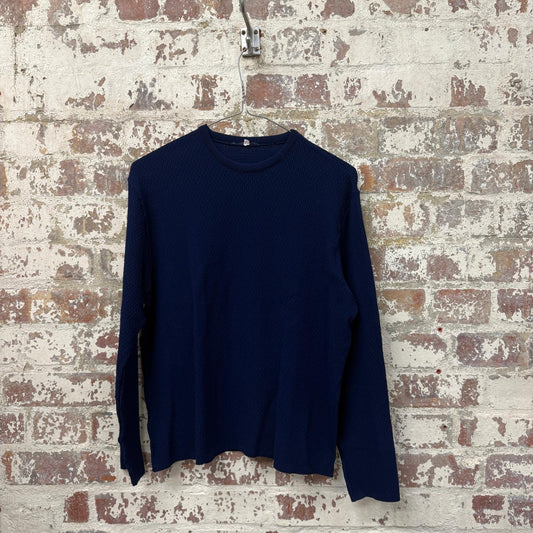 1970s Navy Knitted Long Sleeve Jumper