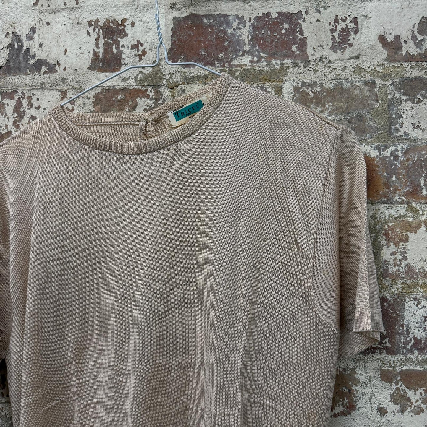 1960s Beige Knitted Rayon T-shirt