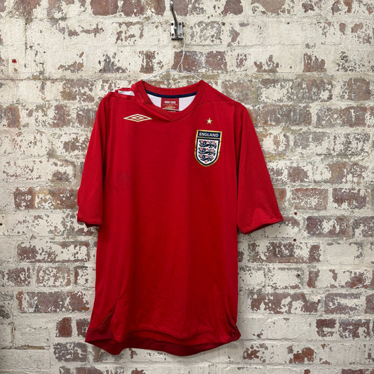 2007-2009 Red Umbro England Away Football Shirt