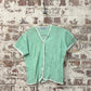 1960s Mint Green Knitted Cotton Button Top