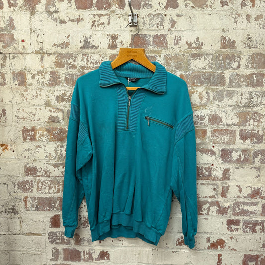 1990s Turquoise St Michaels 1/4 Zip Sweatshirt