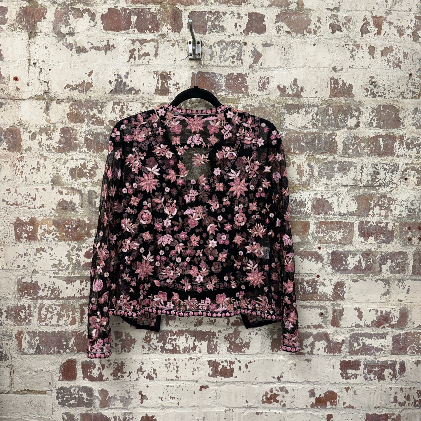 1990s Caroline Charles Floral Lace Two Piece Jacket and Blouse
