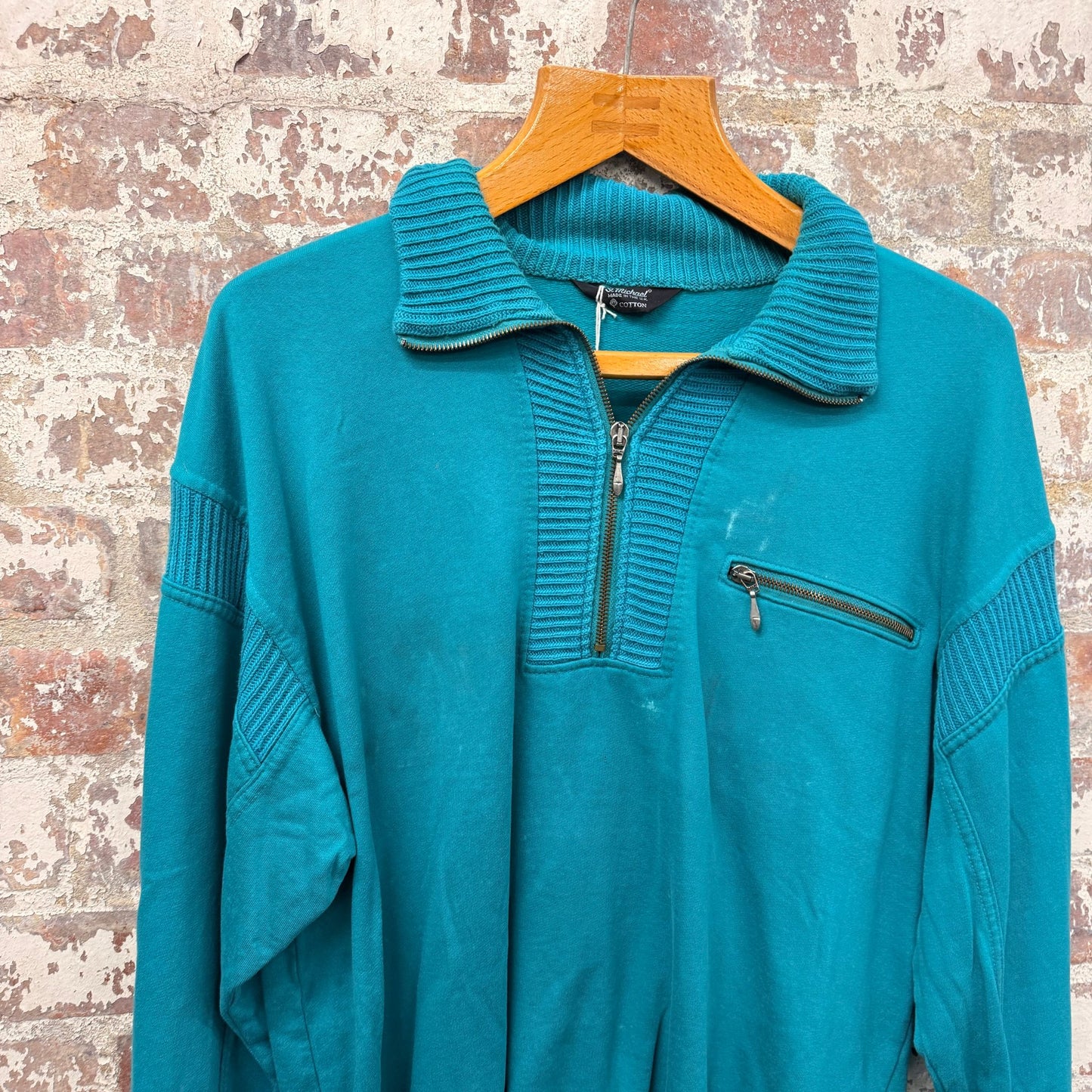 1990s Turquoise St Michaels 1/4 Zip Sweatshirt