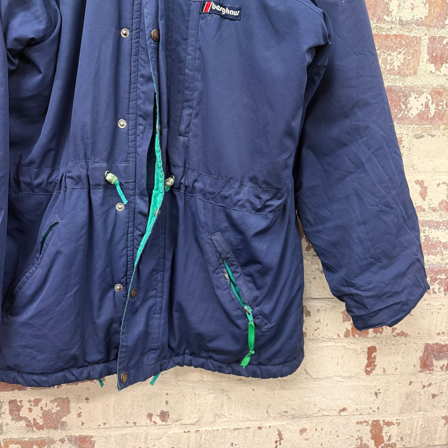 1980s Navy and Green Berghaus Padded Jacket Coat