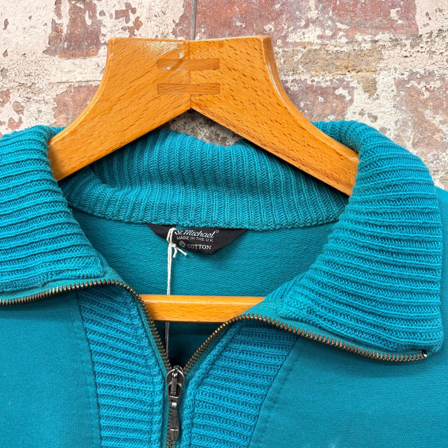 1990s Turquoise St Michaels 1/4 Zip Sweatshirt