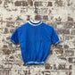 1960s 1970s Blue Round Neck T-shirt Top