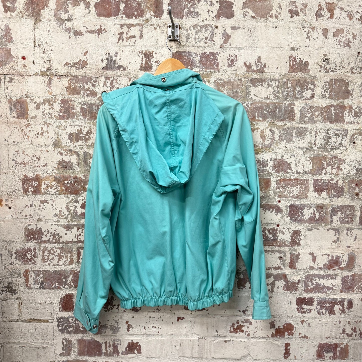 1980s Burberry Turquoise Hooded Harrington Jacket