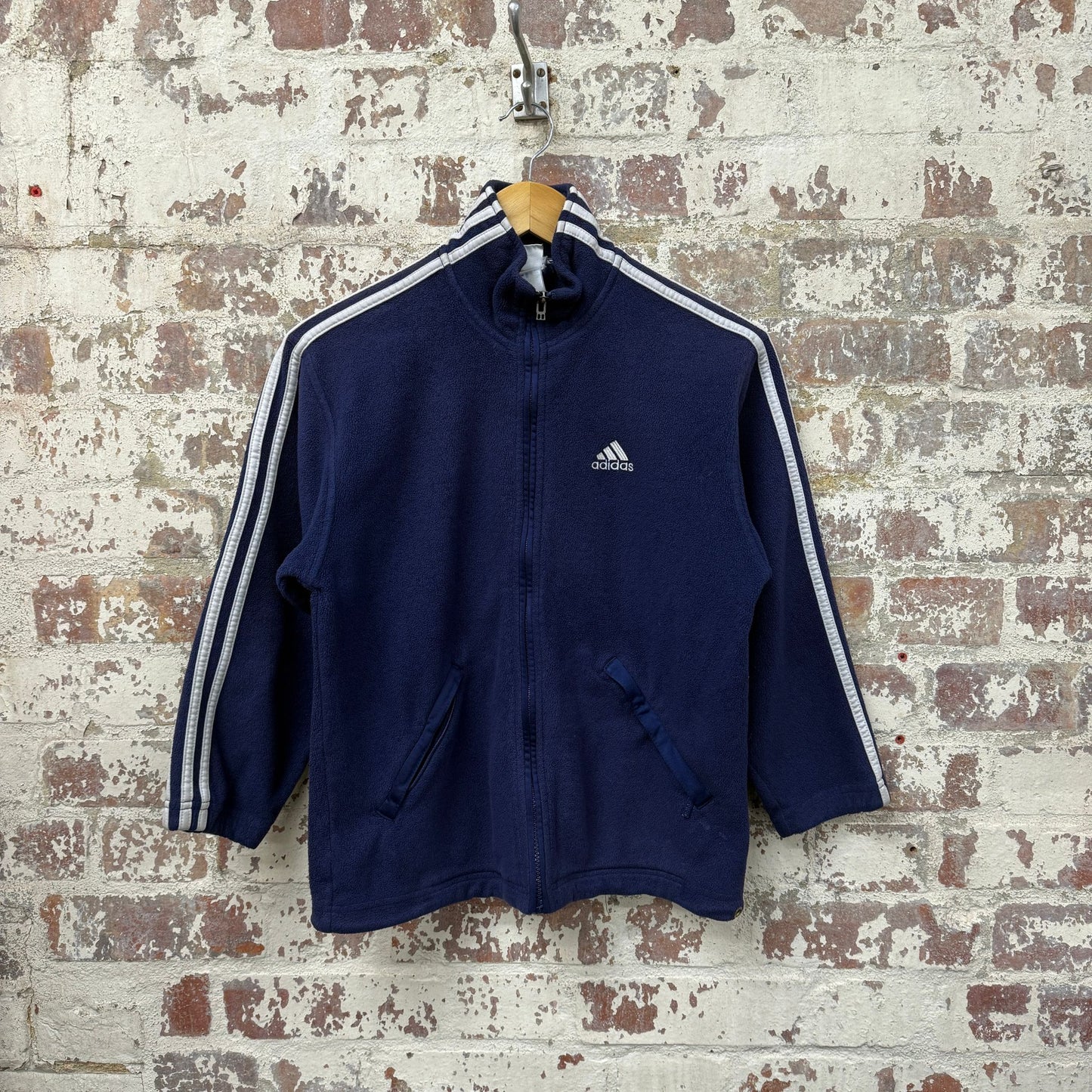 1990s Navy Adidas Zip Up Fleece Jumper
