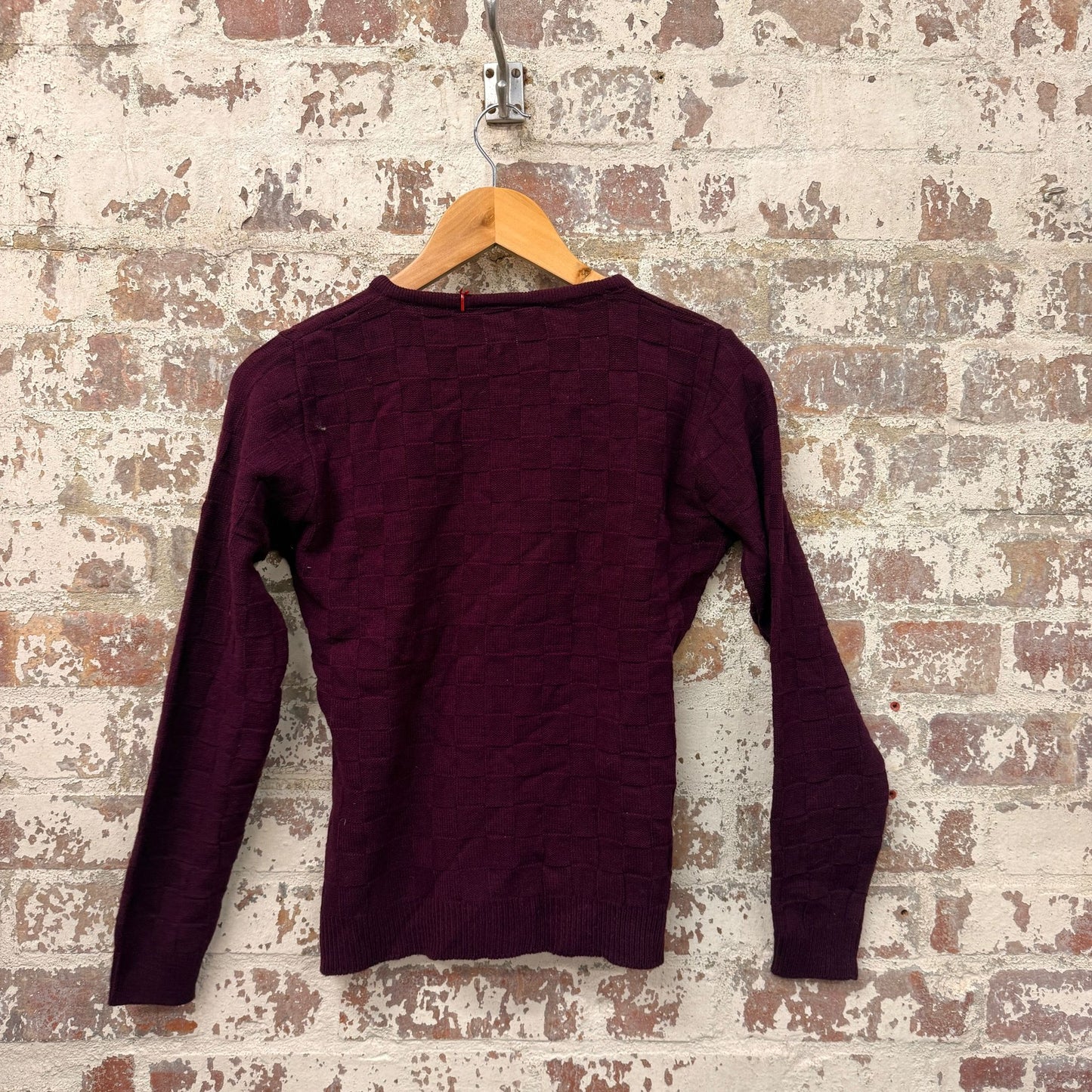 1960s Burgundy Wool Knitted Jumper