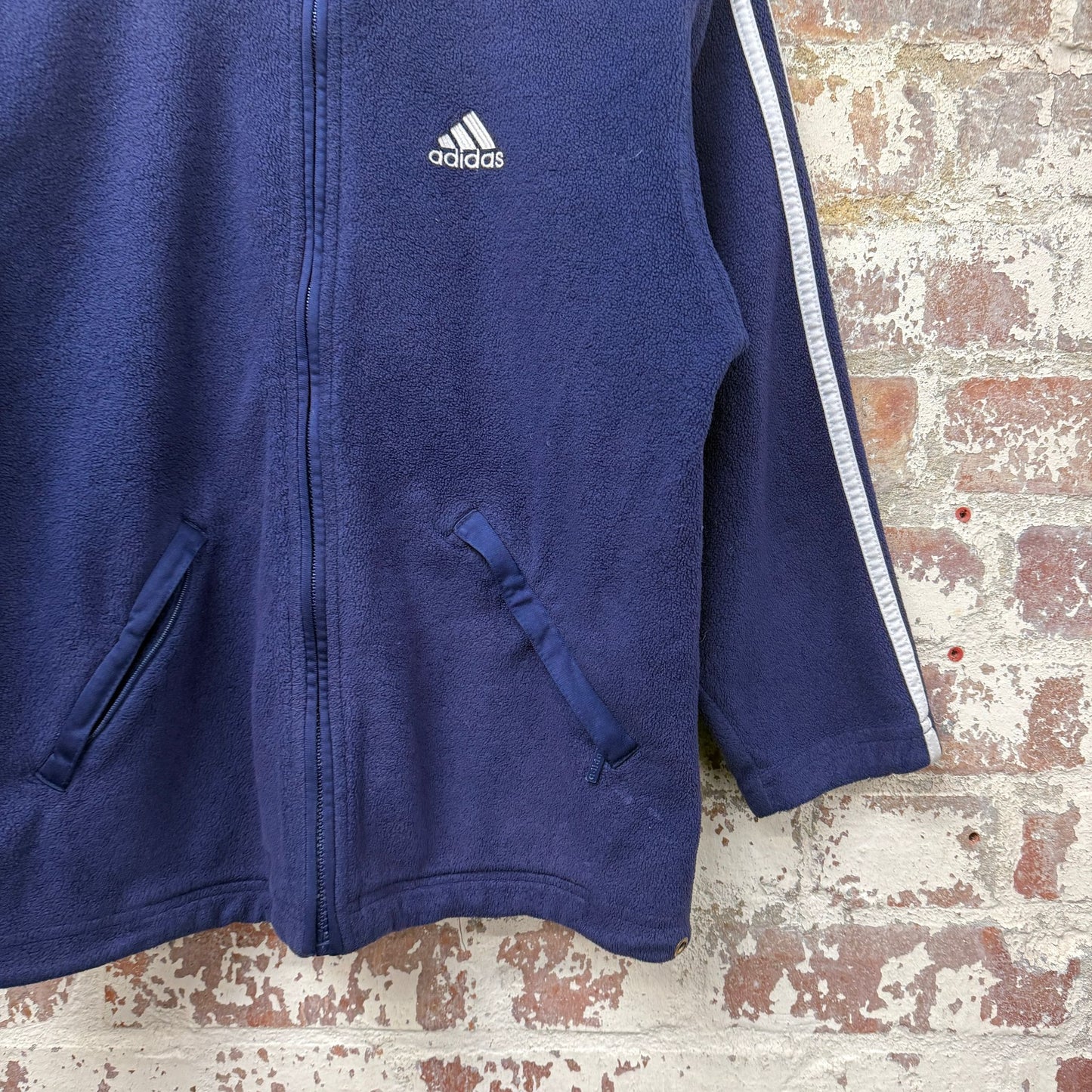 1990s Navy Adidas Zip Up Fleece Jumper