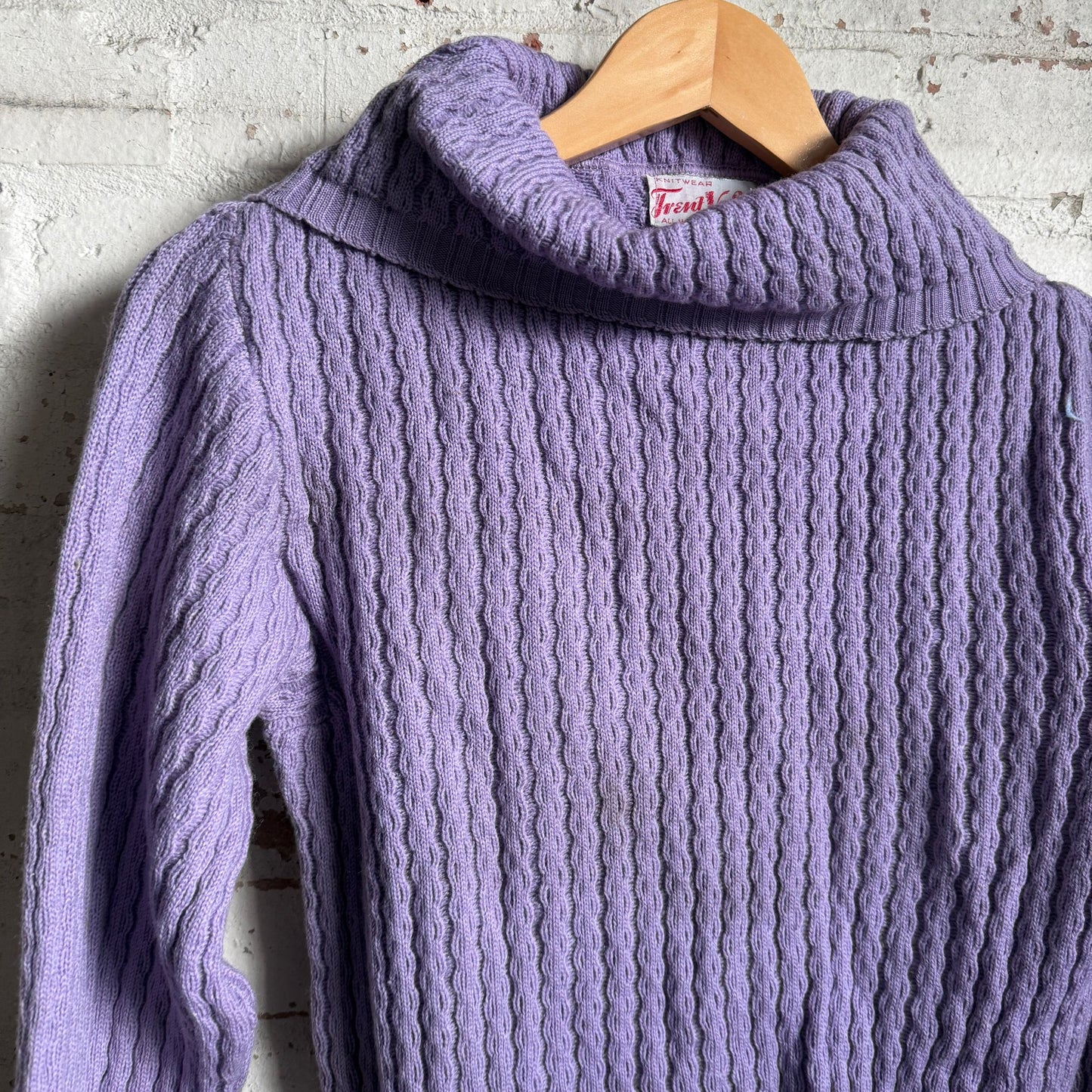 1950s Purple Wool Knitted Turtle Neck Jumper