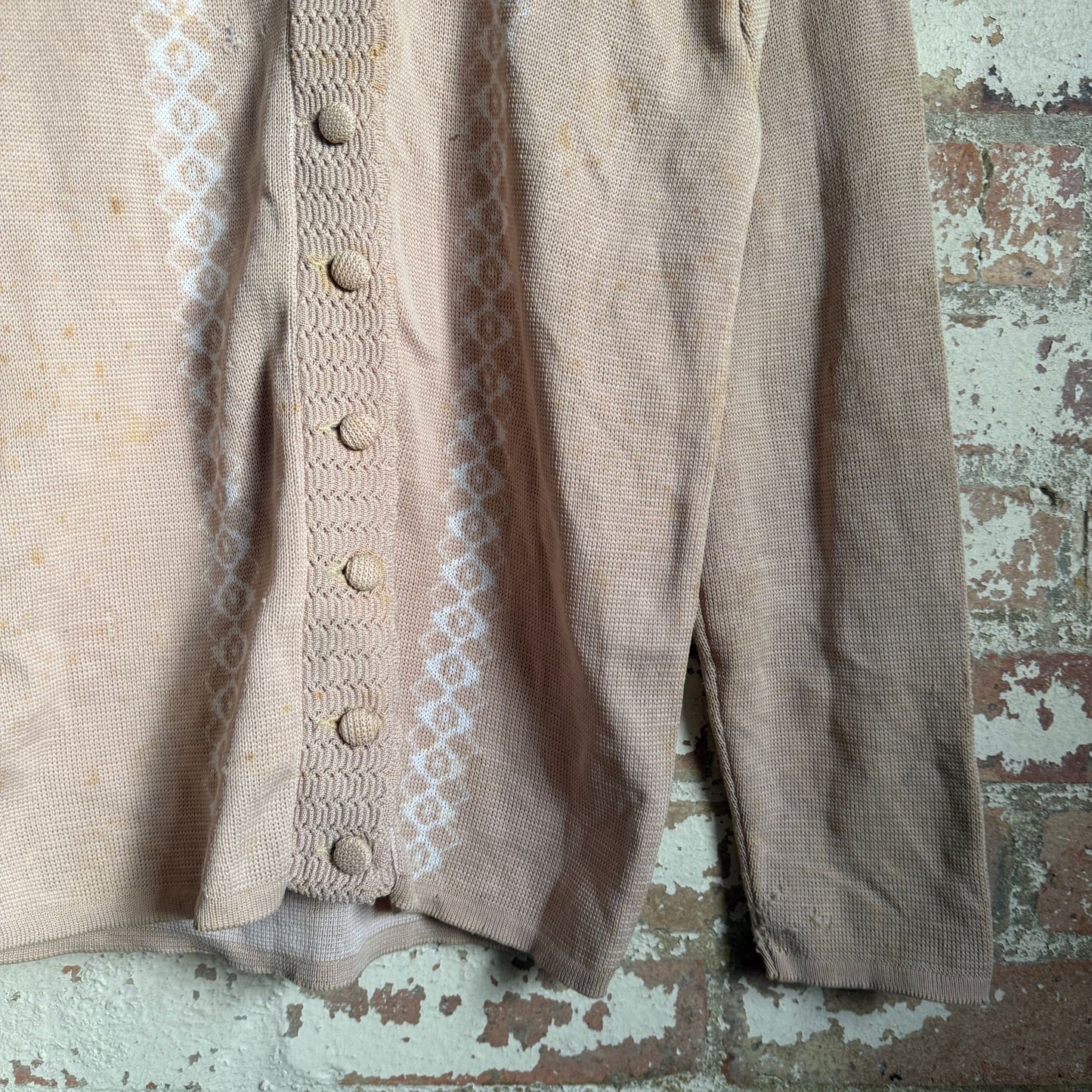 1960s Beige Knitted Button Cardigan Jumper