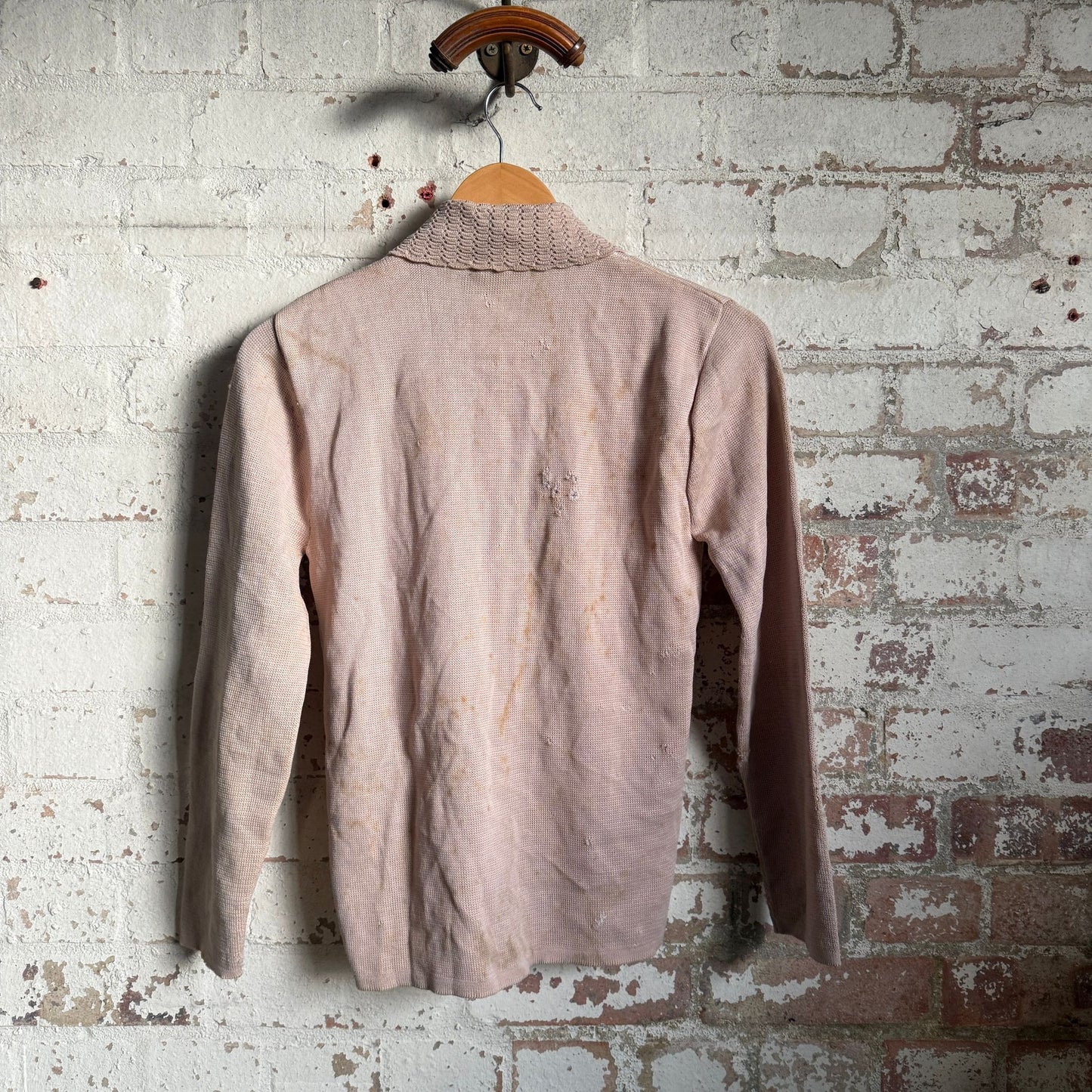 1960s Beige Knitted Button Cardigan Jumper