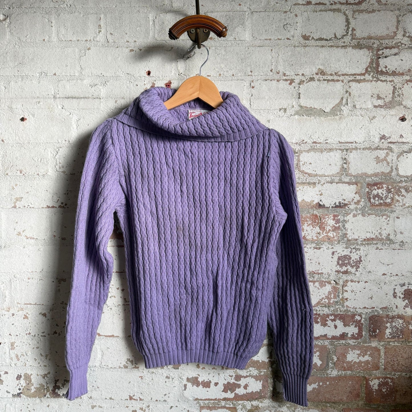 1950s Purple Wool Knitted Turtle Neck Jumper