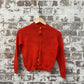 1950s Red Wool Knitted Cardigan Jumper