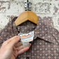 1970s Brown Patterned Long Dress Shirt