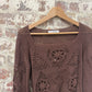 1990s Brown Knitted Crochet Blouse Jumper