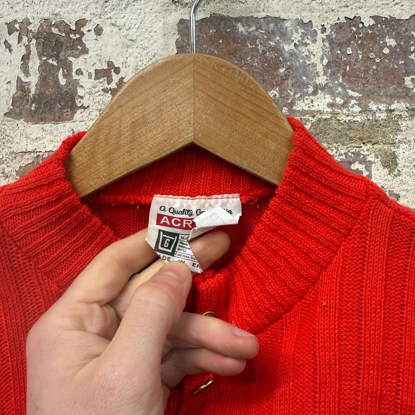 1970s Red Buttoned Knitted Jumper