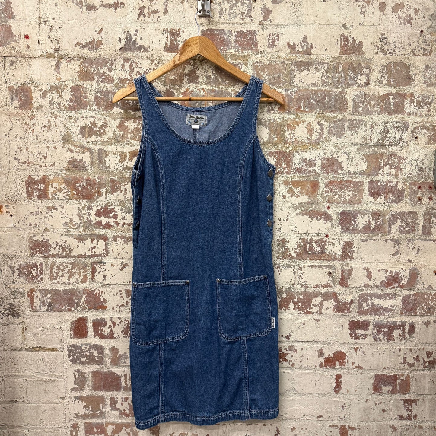 1990s Blue Denim Smock Dress