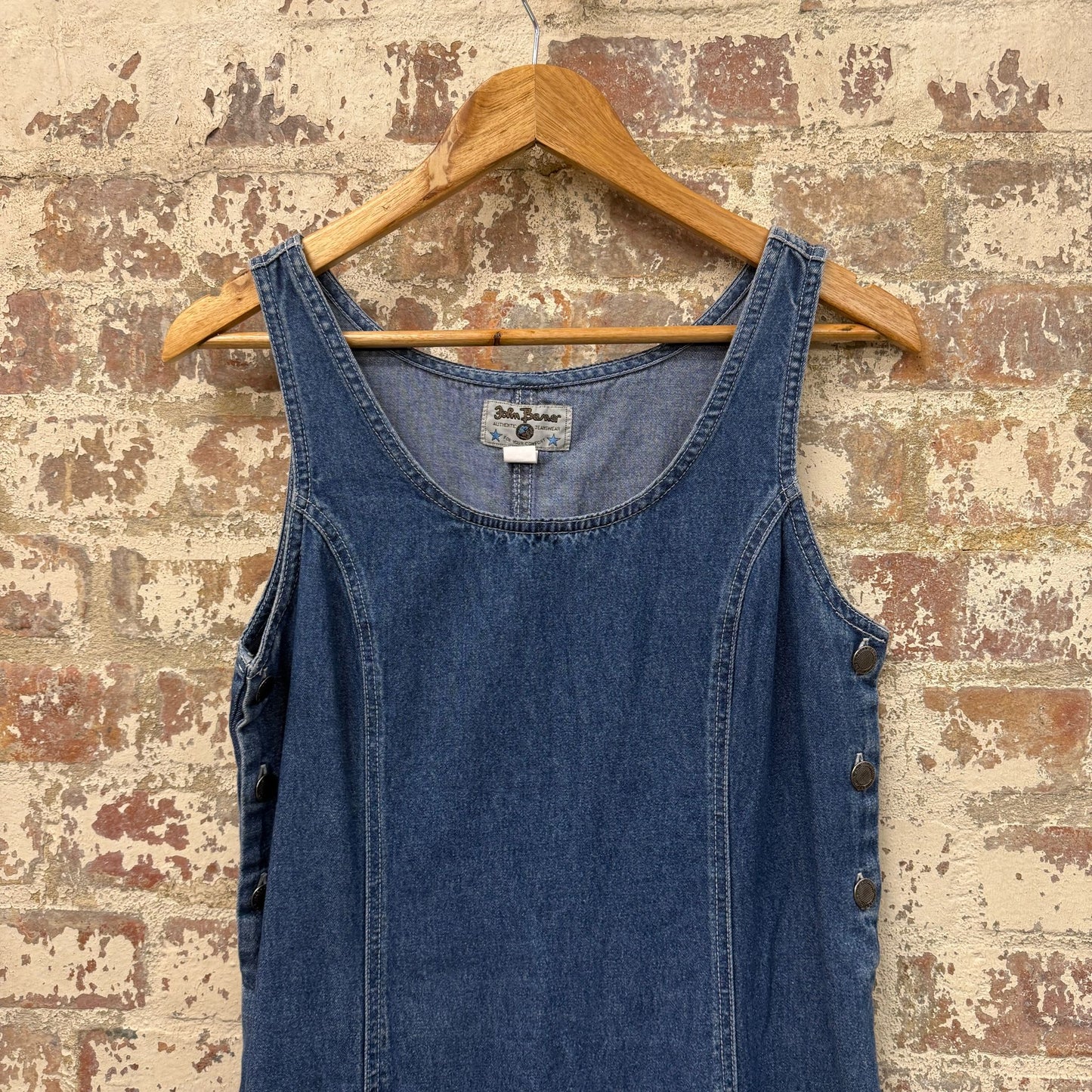 1990s Blue Denim Smock Dress