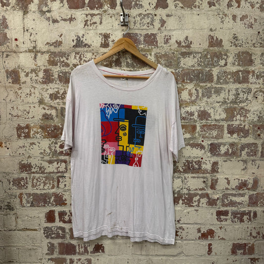 1990s Light Pink Art Graphic T-shirt