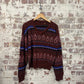 1960s Red Wool Patterned Knitted Jumper